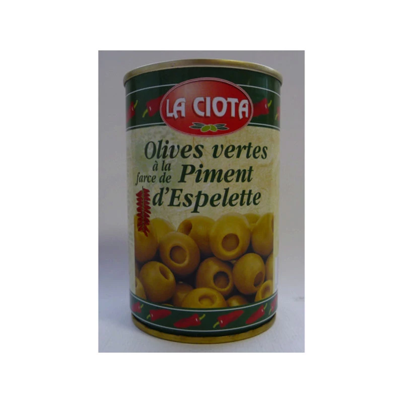 Green Olives Stuffed with Espelette Pepper, 120g - LA CIOTA