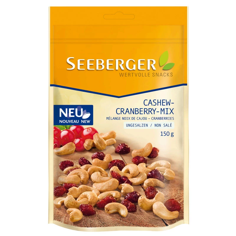 Mélange de Noix de Cajou/Cranberries Non Salé, 150g - SEEBERGER