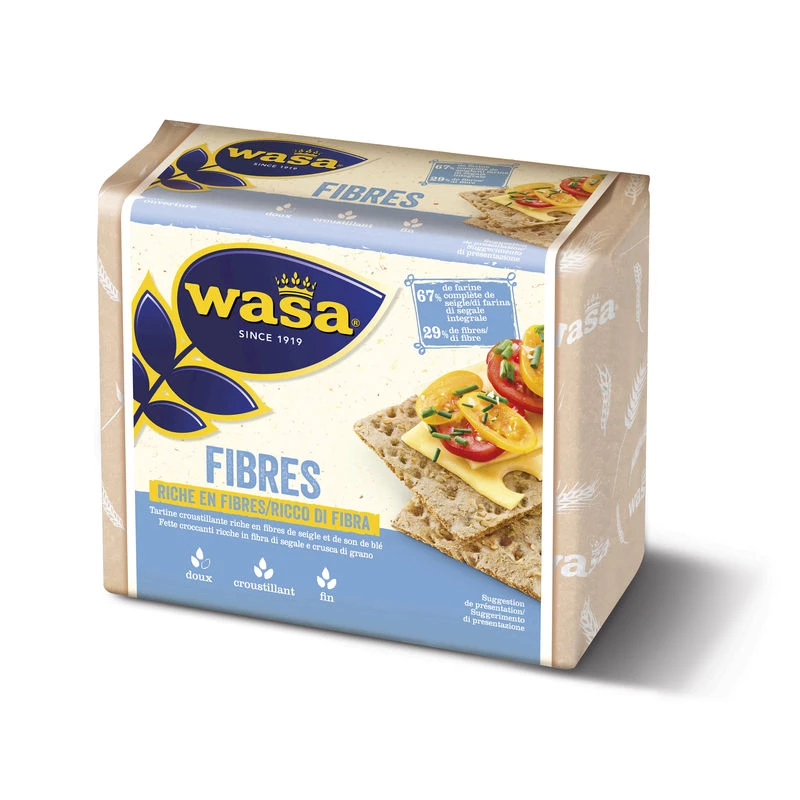ライ麦、ふすま、小麦繊維が豊富なクリスピートースト、230g - WASA