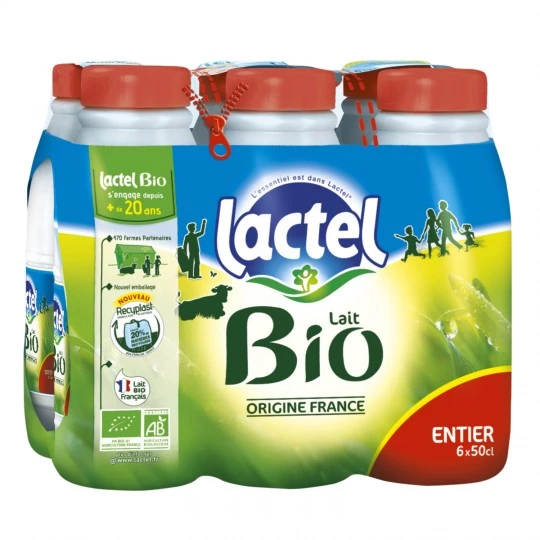 Organic whole milk 6x50cl - LACTEL