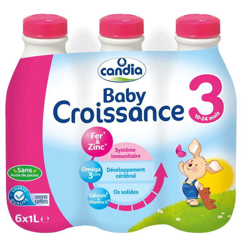 Grossiste Lait Liquide Baby Croissance 3eme Age 6x1l Candia