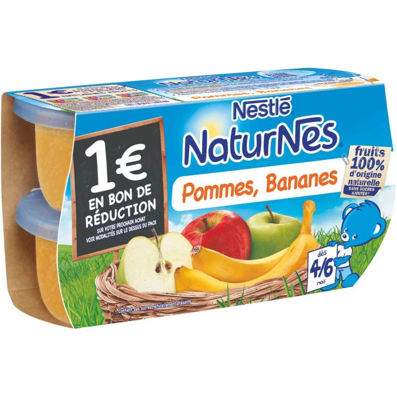 Small apple/banana pots from 4 months 4x130g - NESTLE