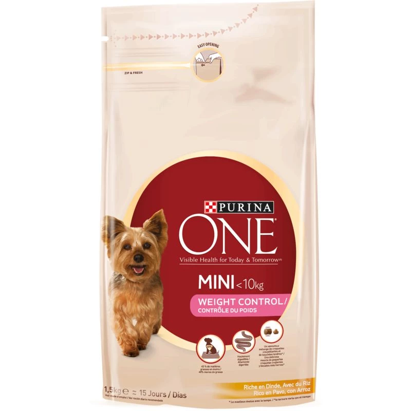 Pienso para perros Mini 1-10kg arroz con pavo 1,5 kg - PURINA