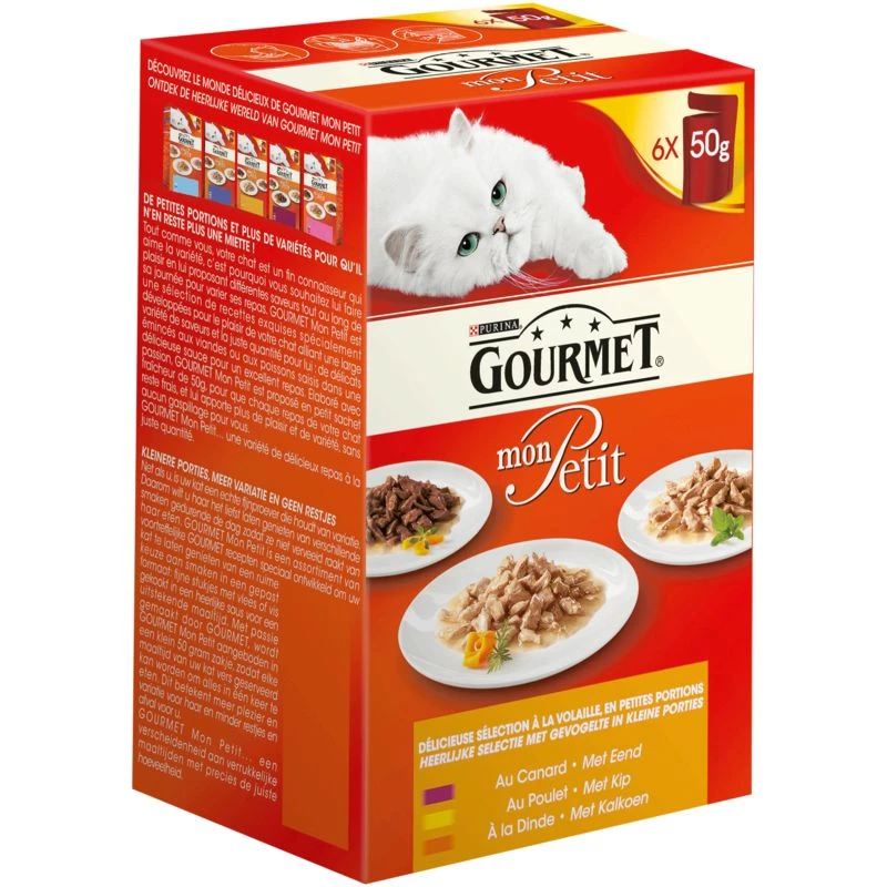 Thức ăn cho mèo GOURMET vịt/gà/gà tây 6x50g - PURINA
