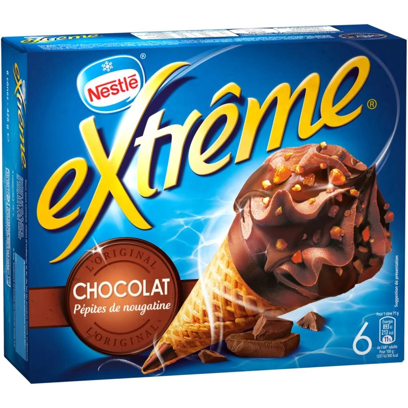 Glace chocolat pépites nougatine X6 426g - NESTLE