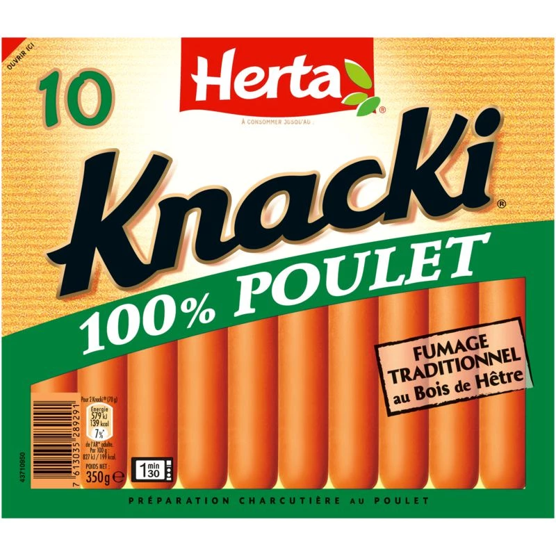 Saucisses Knacki 100% Poulet, 350g - HERTA