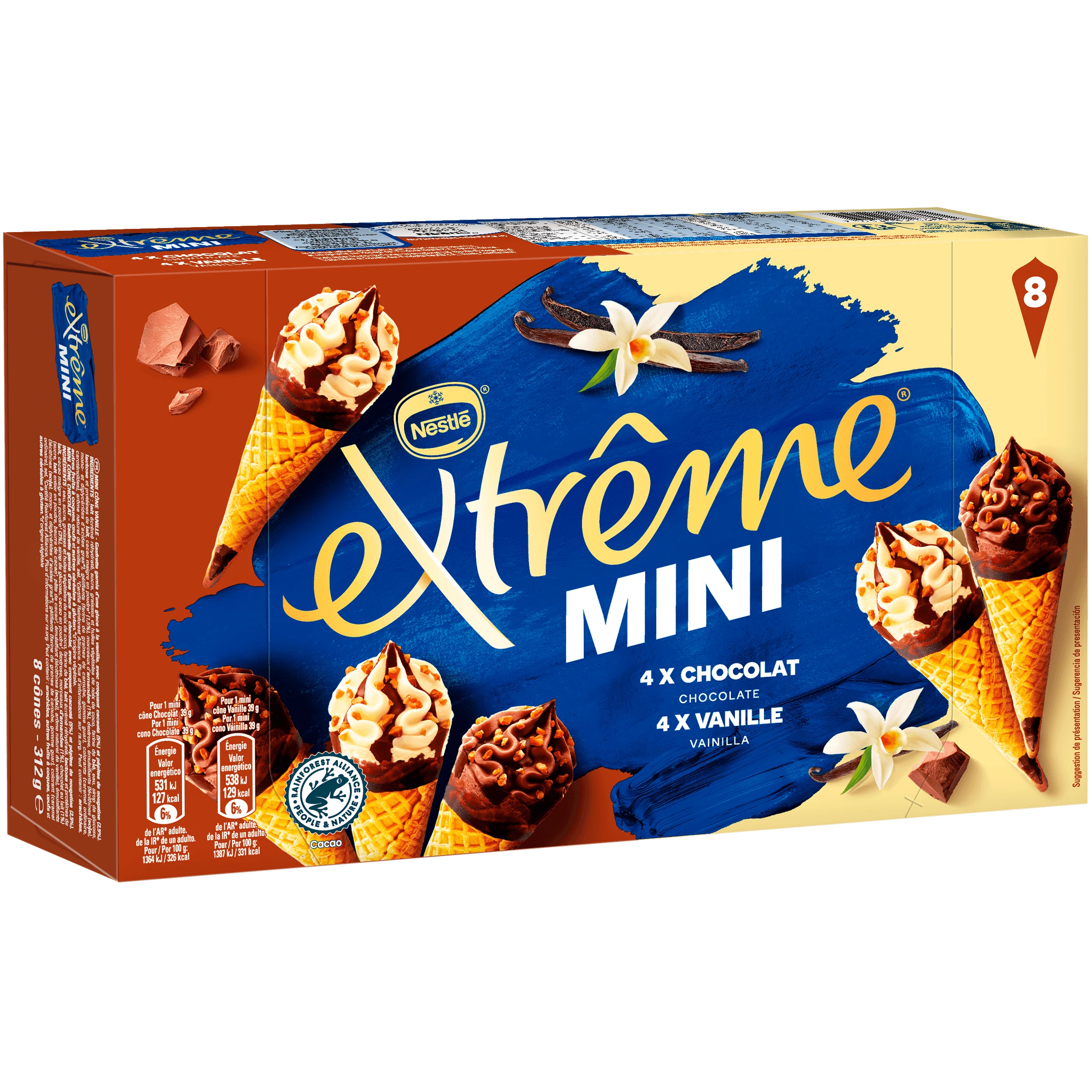 Mini chocolate vanilla ice creams x8 313g - NESTLE