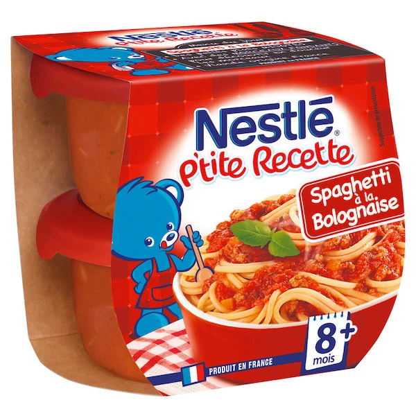 Plat bébé 8+ mois spaghetti Bolognaise 2x200g - NESTLE