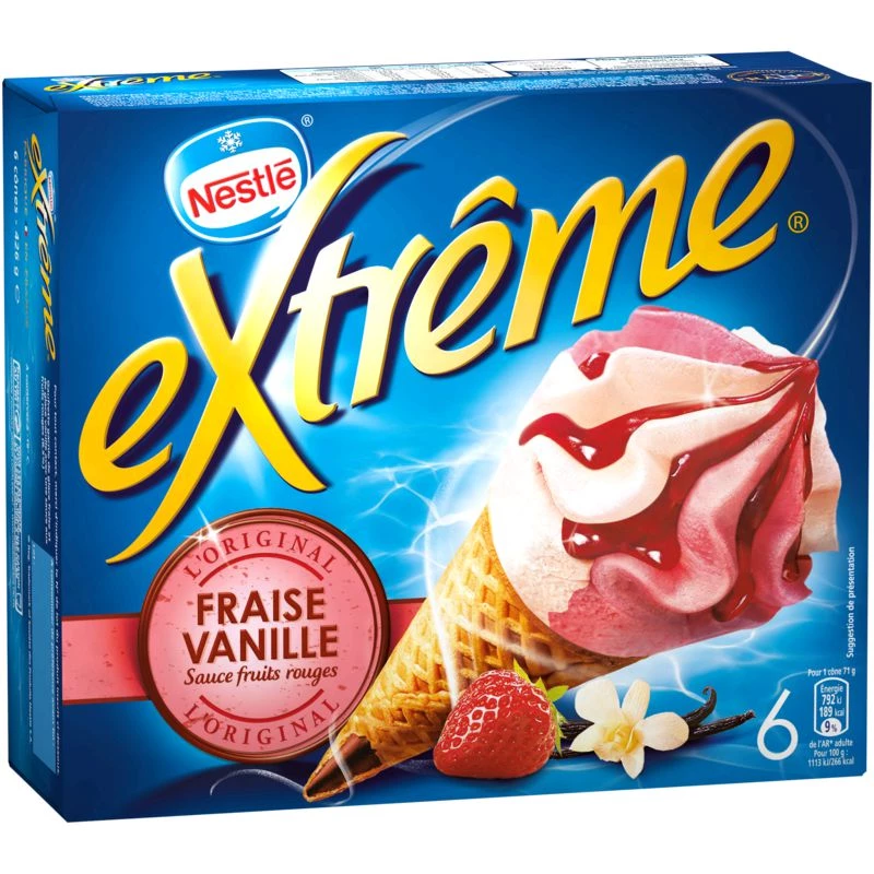 Aardbeien-vanille-ijs x6 - NESTLE