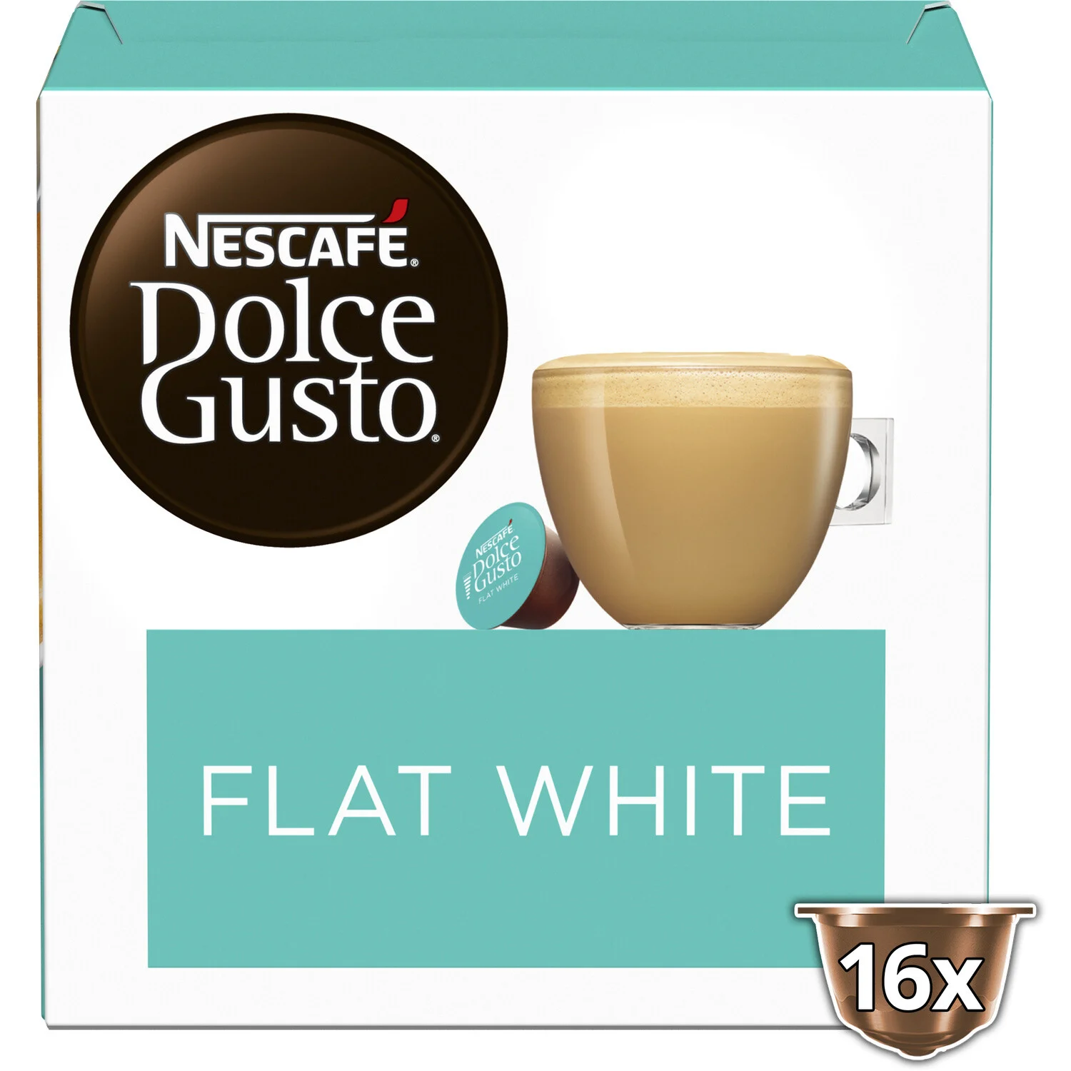 Café Capsules Compatible Dolce Gusto Flat White X16 - Nescafe Dolce Gusto