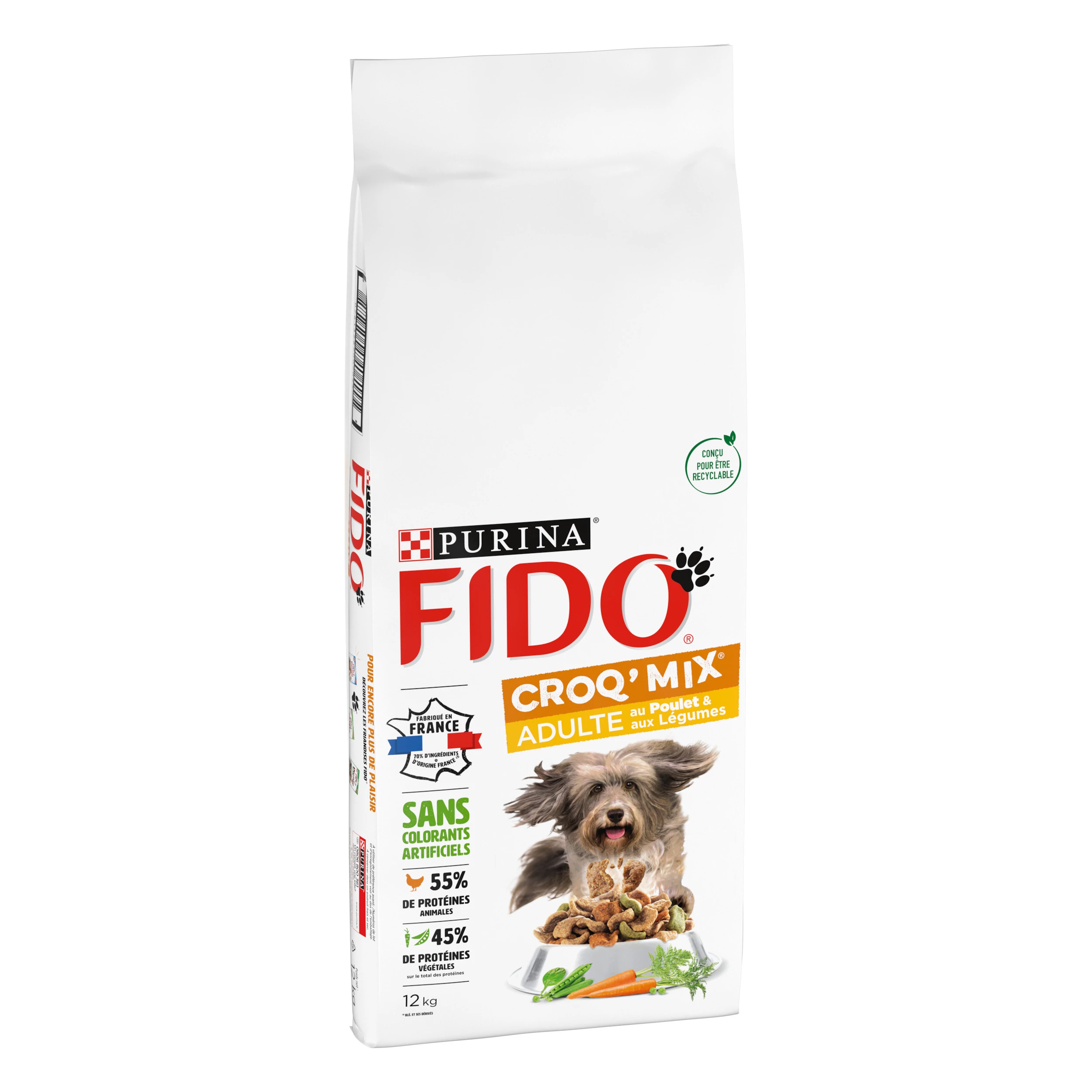 Fido Croq 成人混合鸡肉和蔬菜 12 公斤 - PURINA