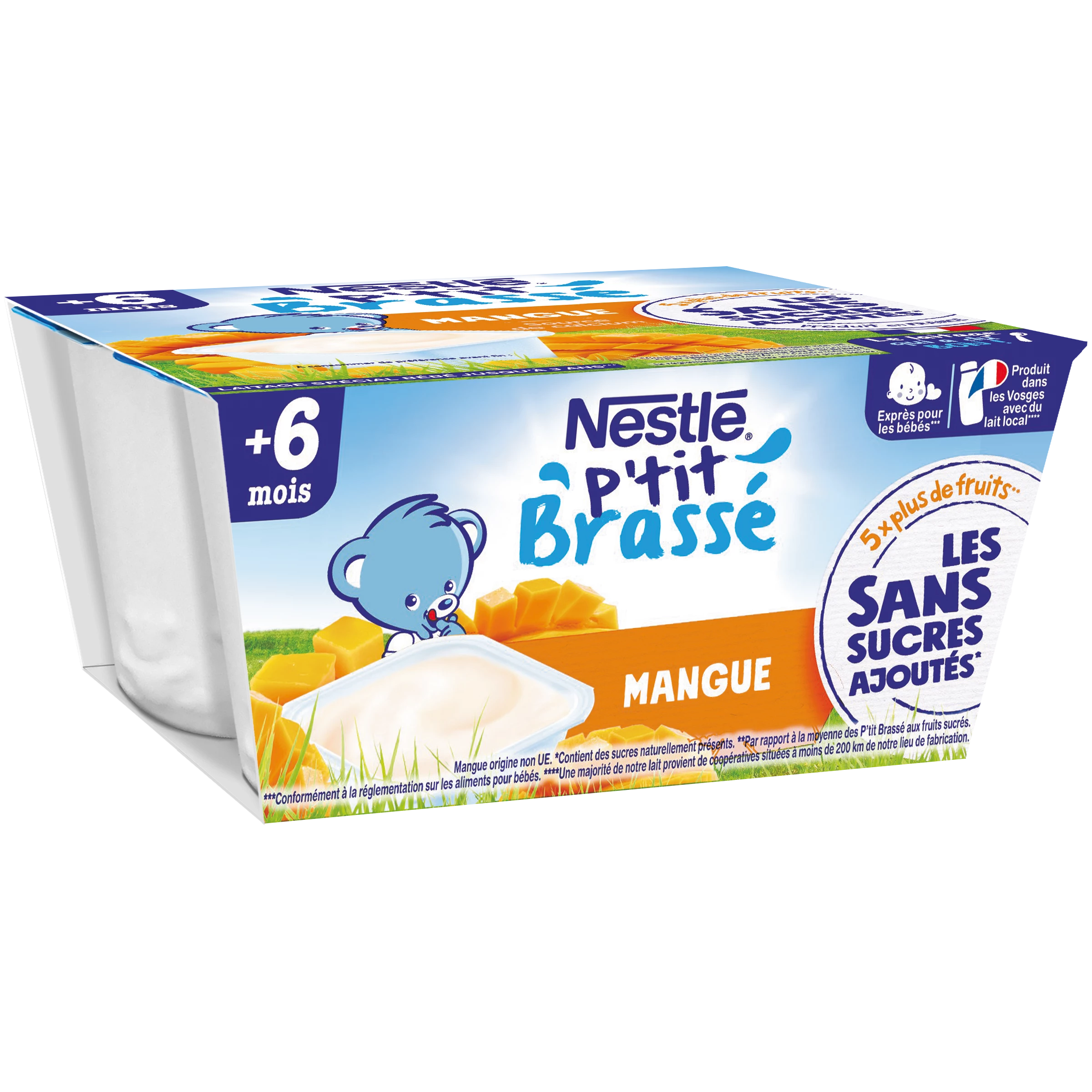 P'tit Brasse Dessert baby from 6 months, mango 4*90 - NESTLE