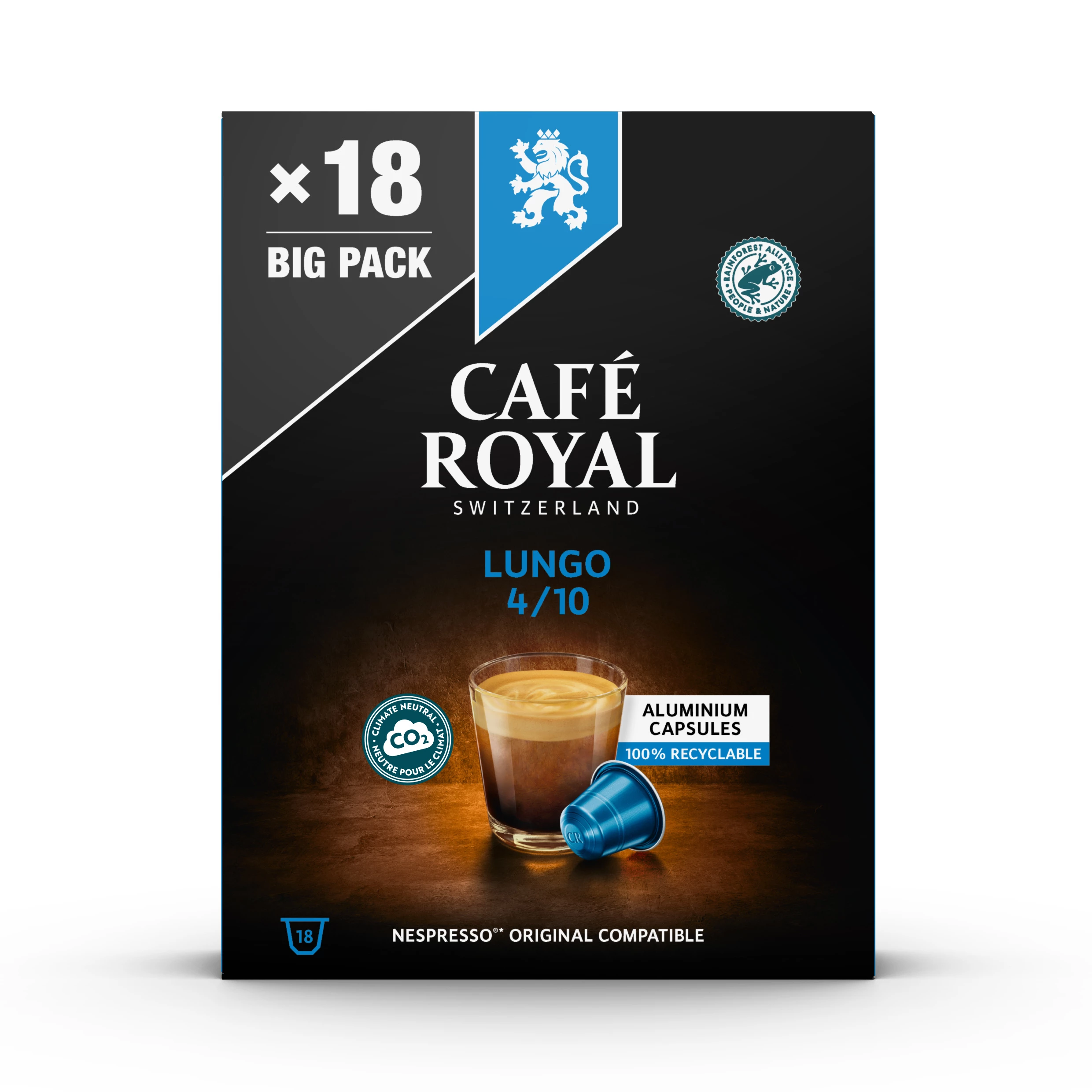 Капсулы Café Lungo Compatibles Nespresso®x18 95г - CAFE ROYAL