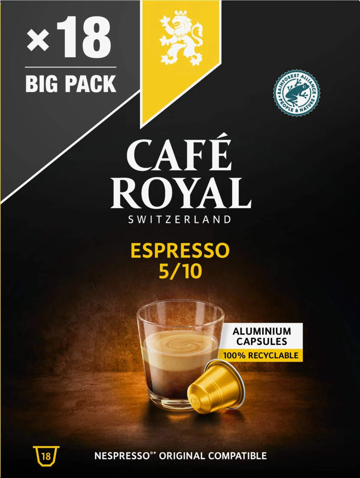 Nespresso® Compatible Espresso Coffee Capsules x18 93g - CAFE ROYAL