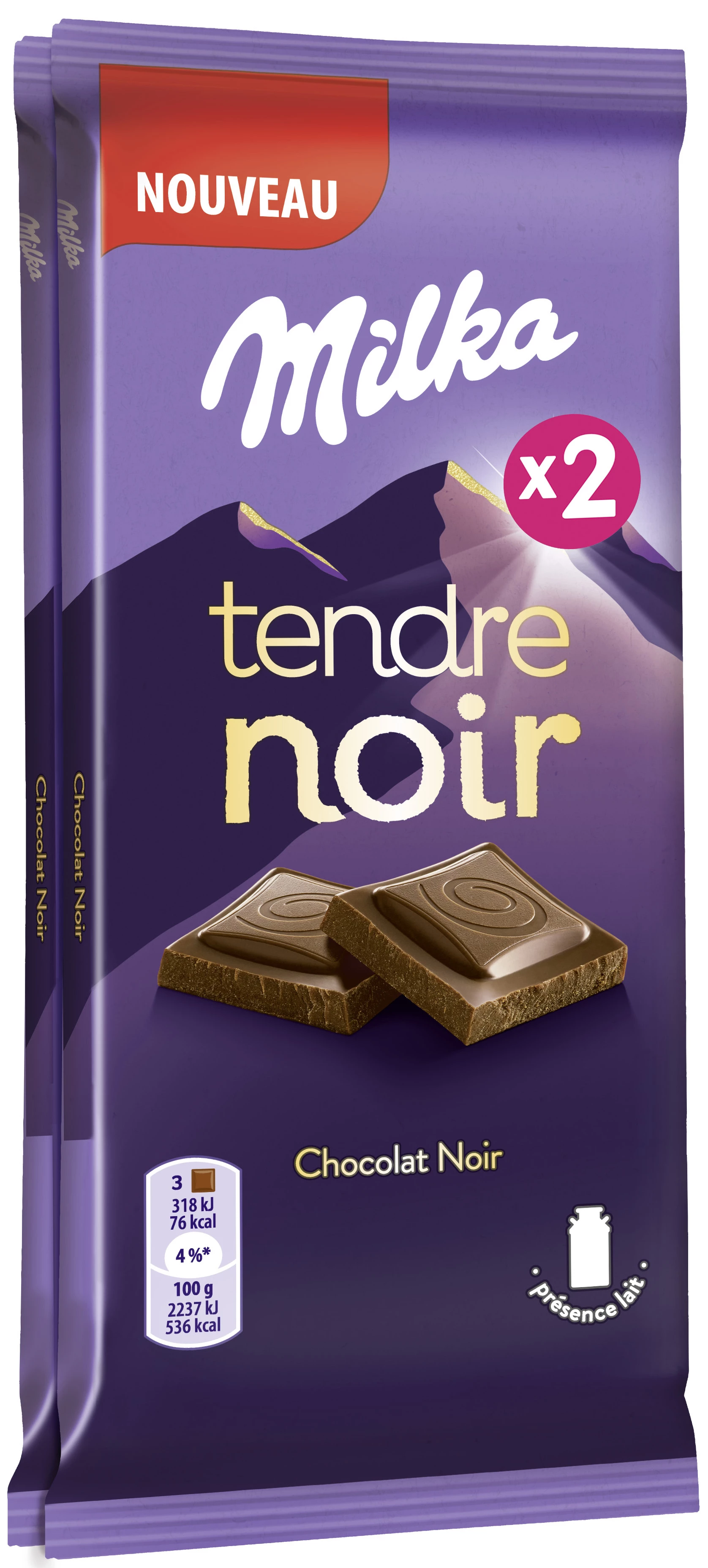 Tablette de Chocolat Noir Classique 2x - MILKA