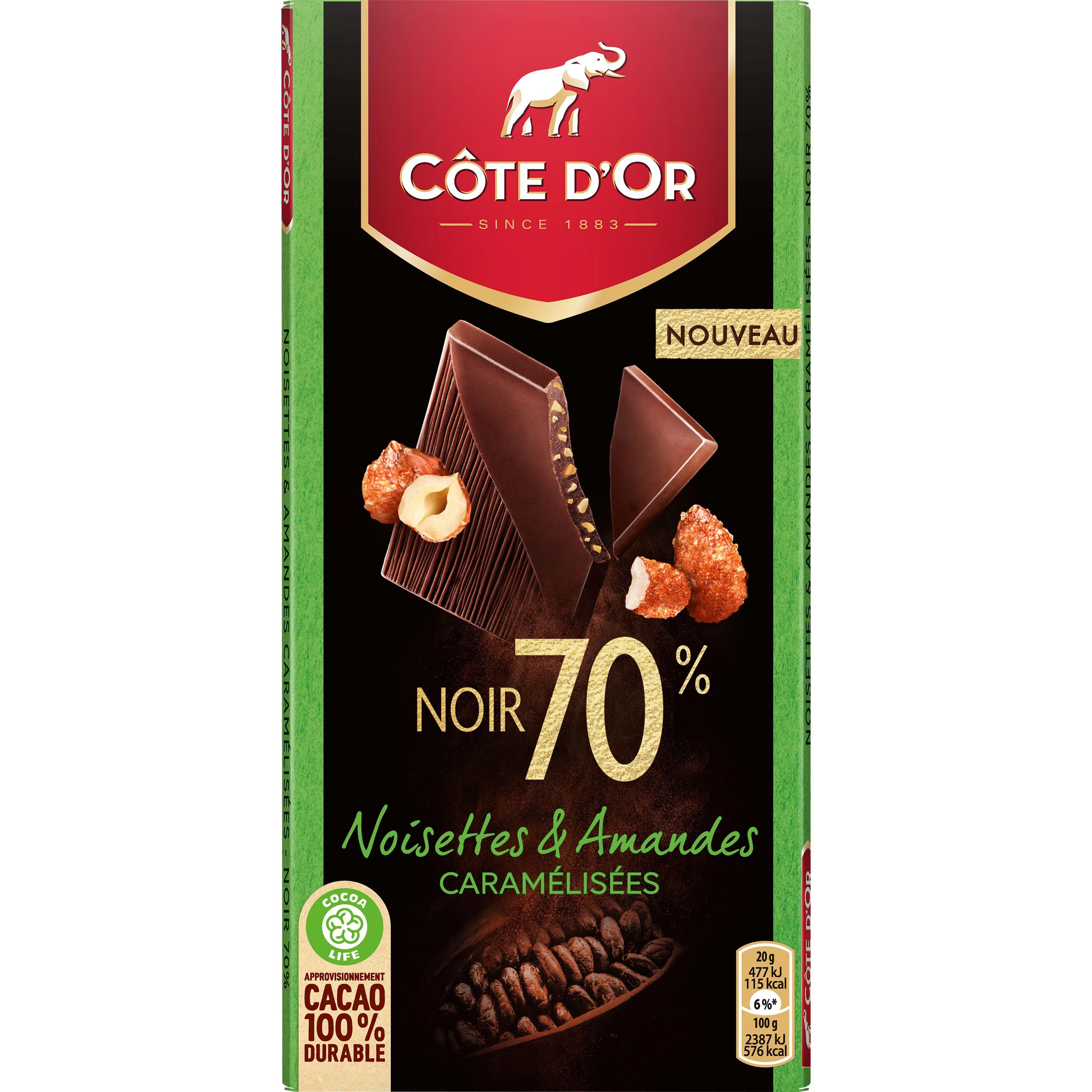 Темный шоколад с фундуком и миндалем 100г - CÔTE D'OR