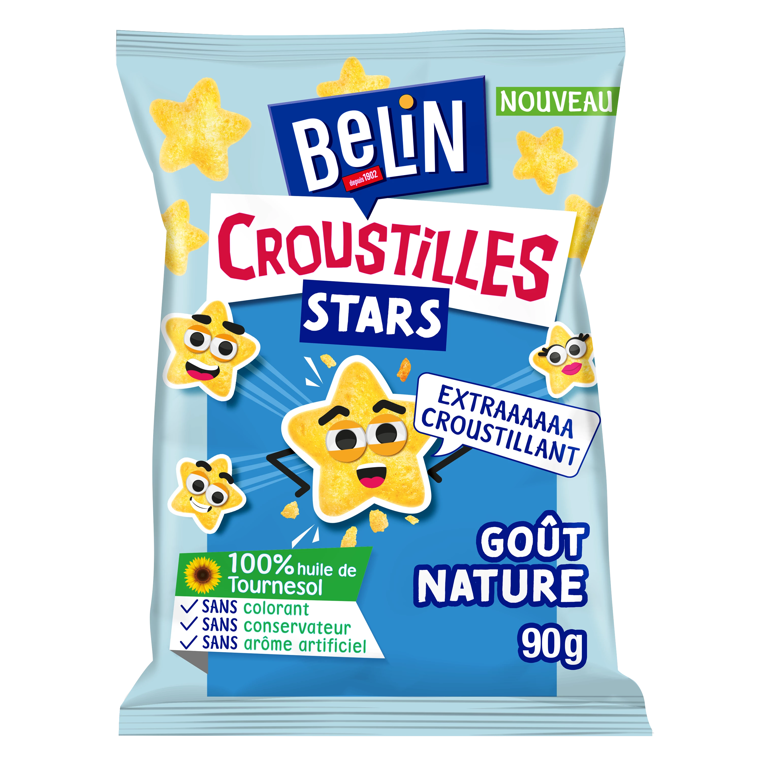 Aperitif Biscuits Natural Flavor Croustil les Stars, 90g - BELIN