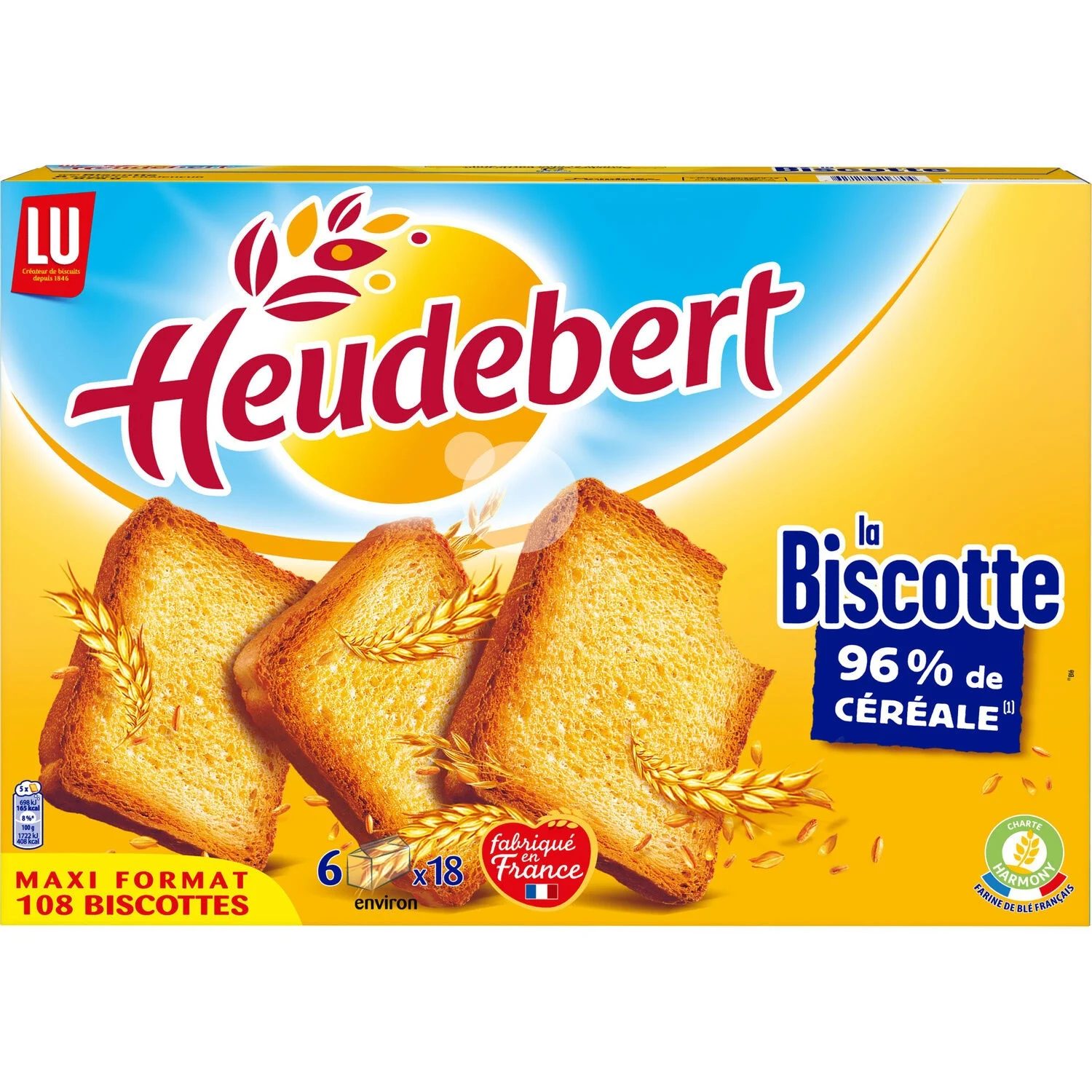Biscottes 96% De Céréales La Biscotte Heudebert 875g - Lu