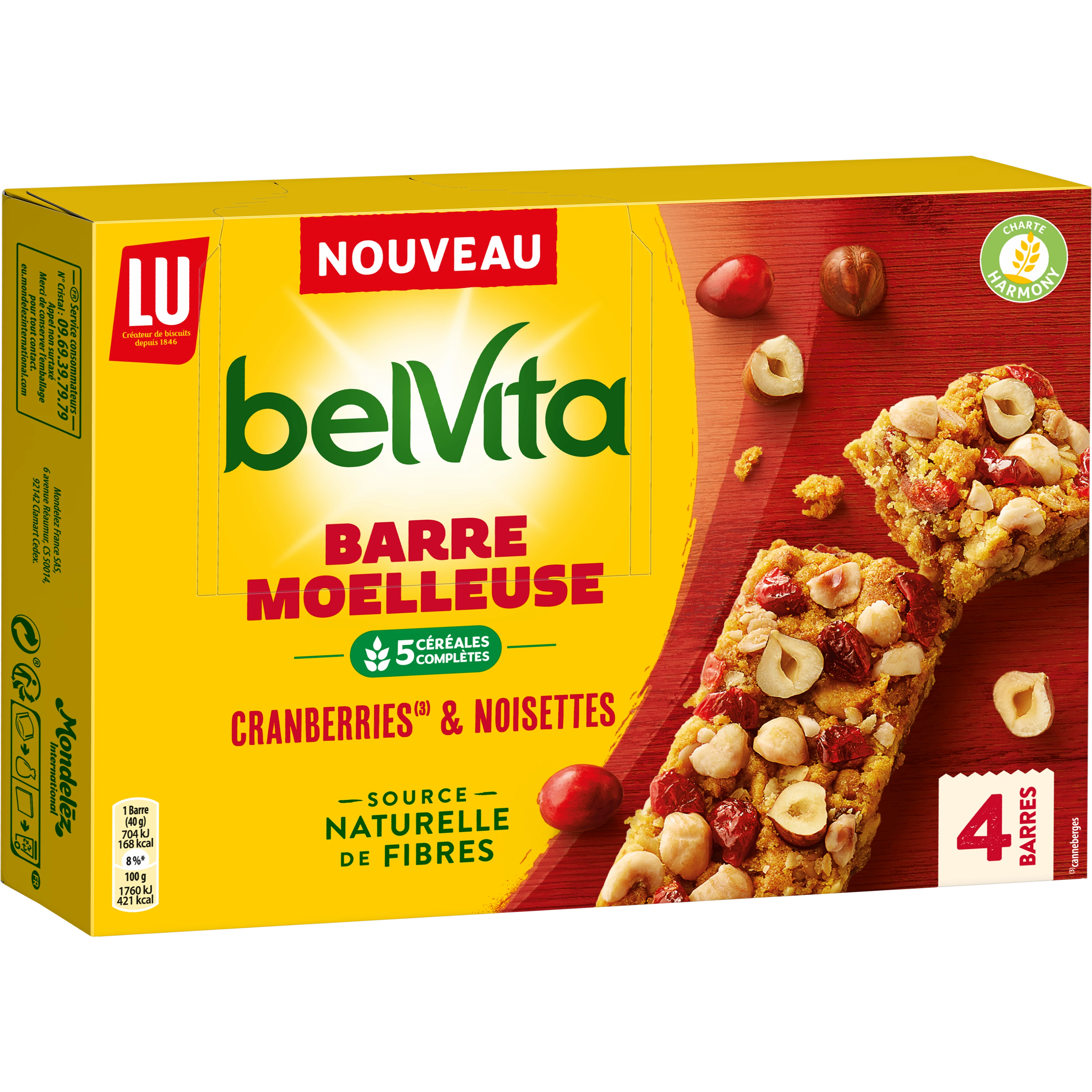 Biscuits barres moelleuses aux fruits rouges -160g- BELVITA
