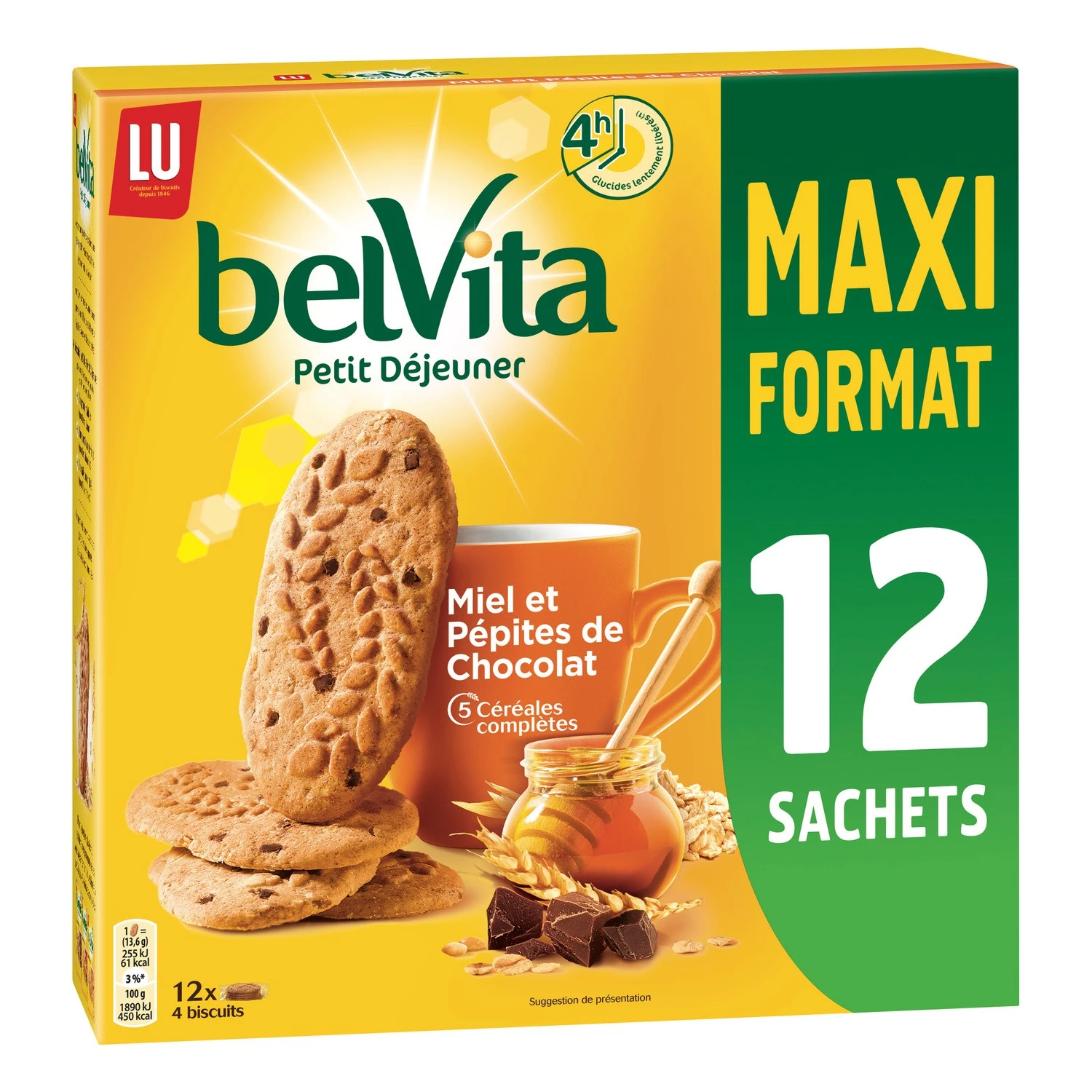 Biscuits petit déjeuner miel & pépites de chocolat 650 g - BELVITA