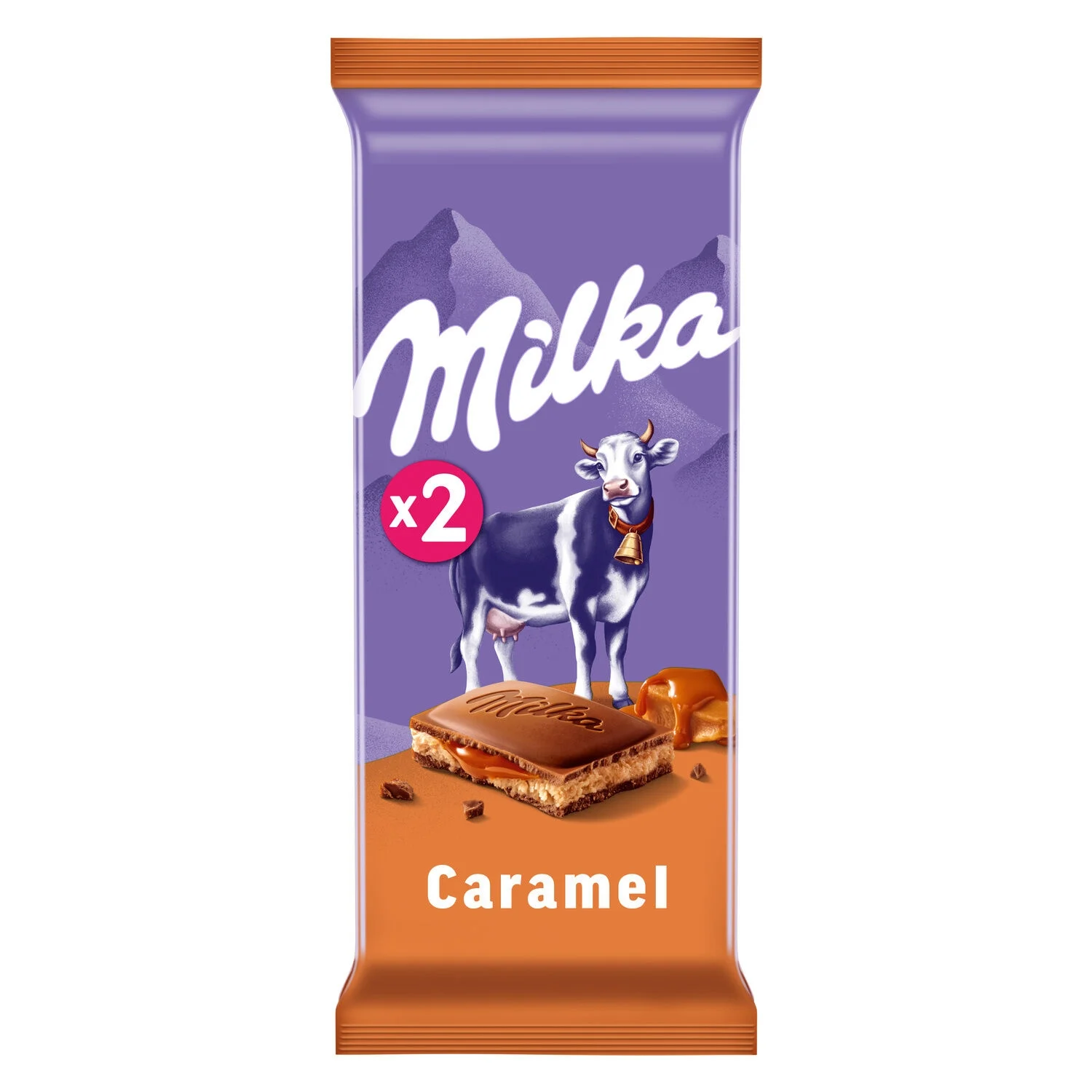 Tablette De Chocolat Au Lait Fourré à La Crème Et Au Caramel 2x100g - Milka