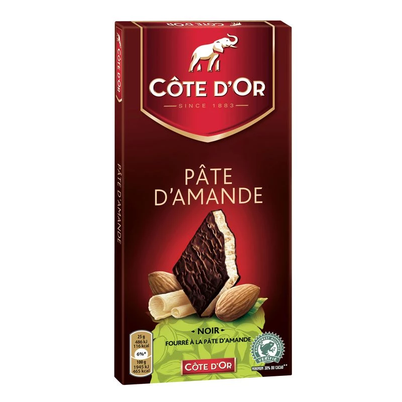 Tablette de chocolat noir pâte d'amandes 150g - COTE D'OR