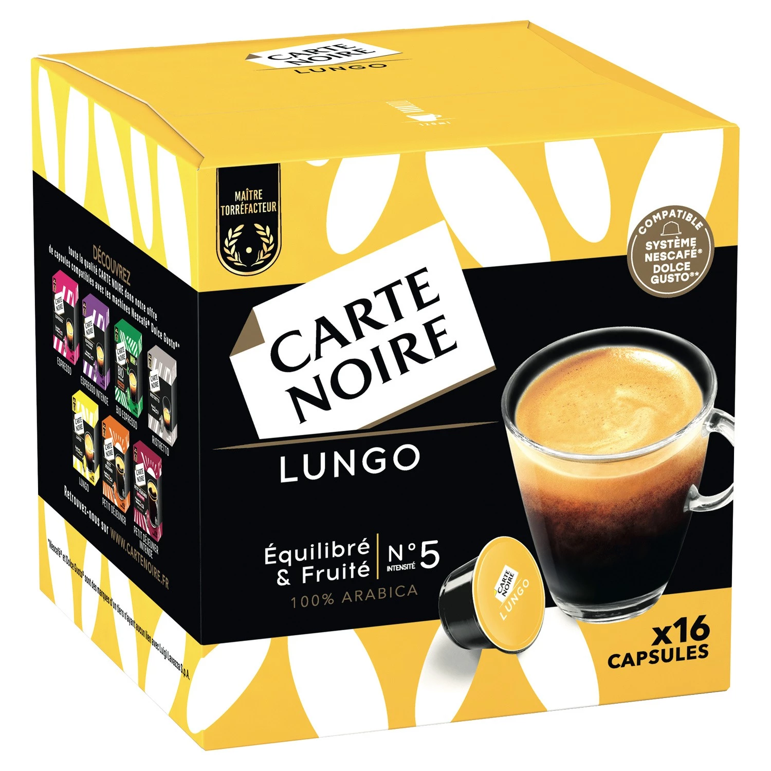 Cápsulas de café lungo n°5 x16 cápsulas 128g - CARTE NOIRE