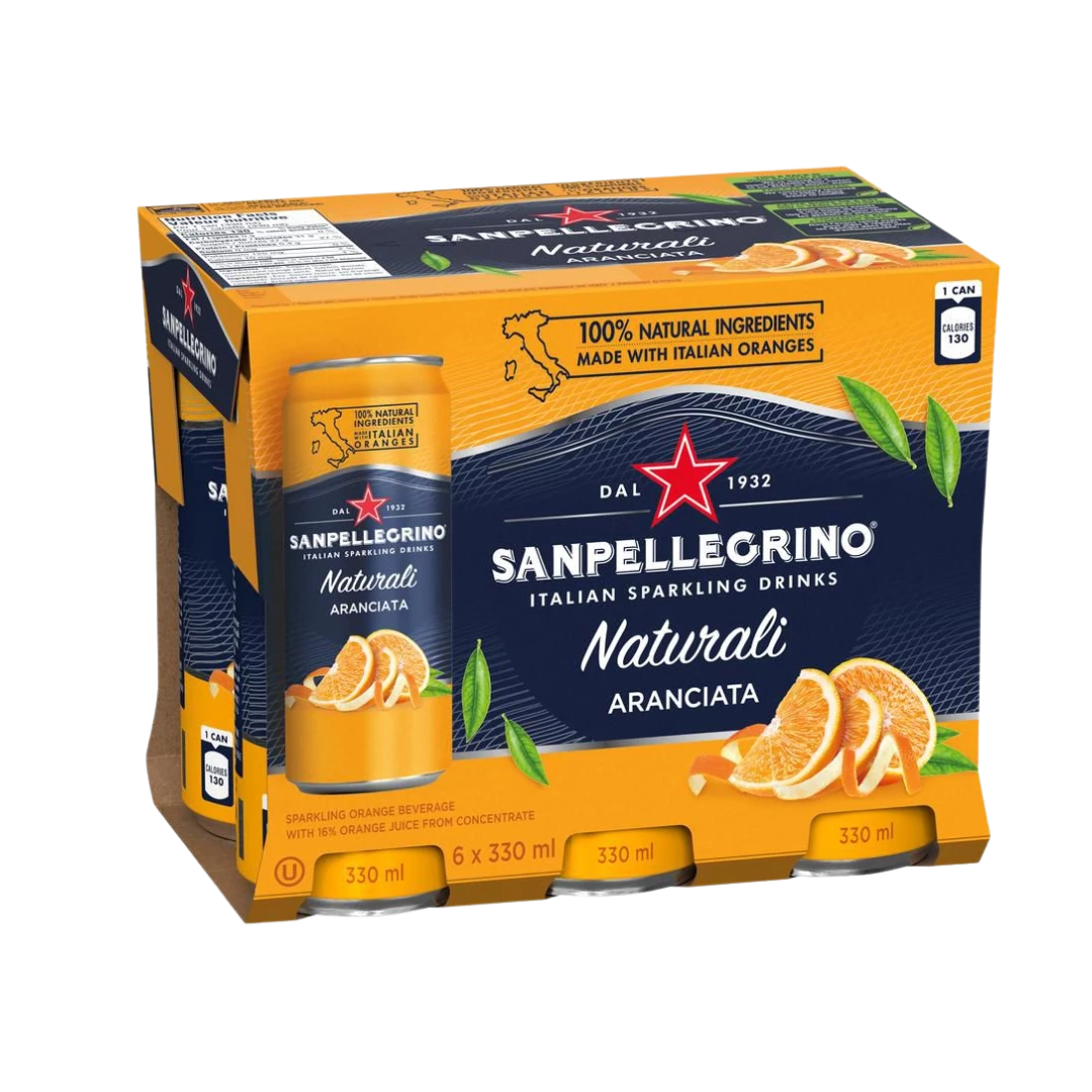 Aranciata Flavored Sparkling Water Slim Box 33cl X 6 - SAN PELLEGRINO