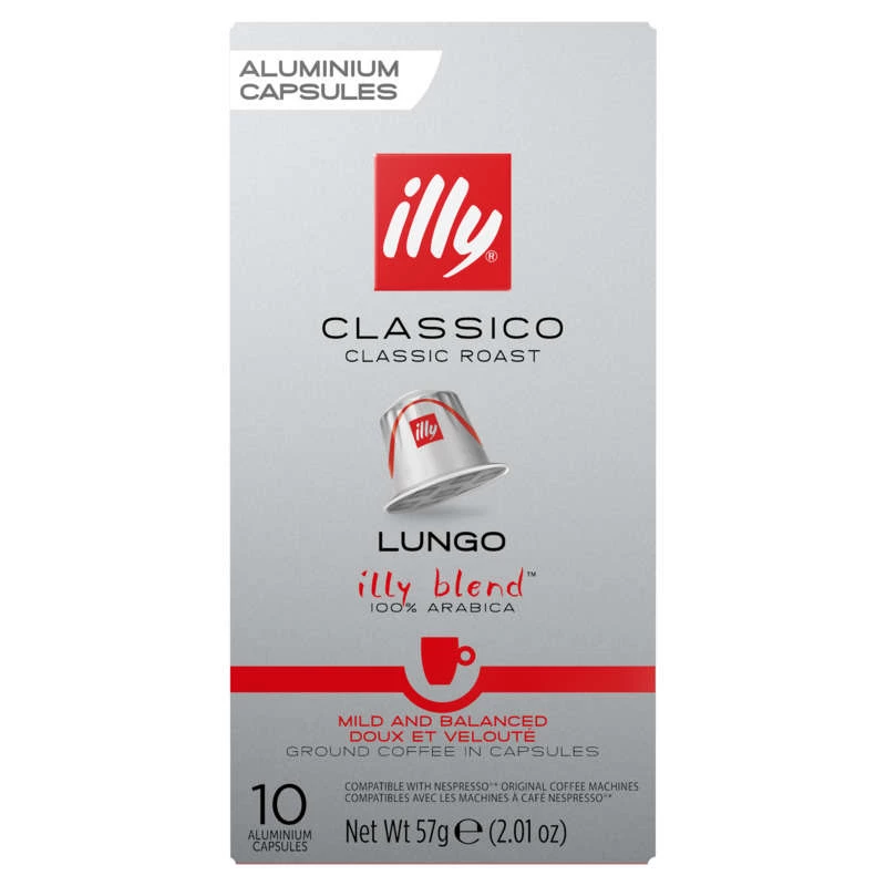 Café Lungo Classico x10 viên nang espresso 57g - ILLY