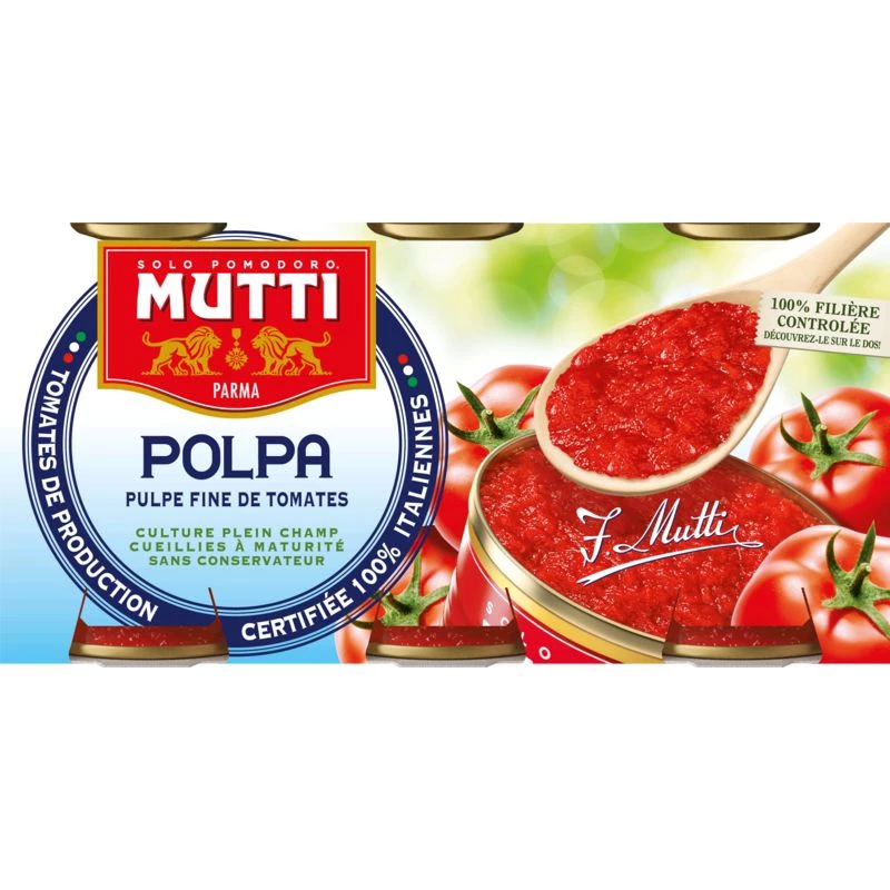 Polpa Pulpa Fina De Tomate Triturada; 3x400g - MUTTI