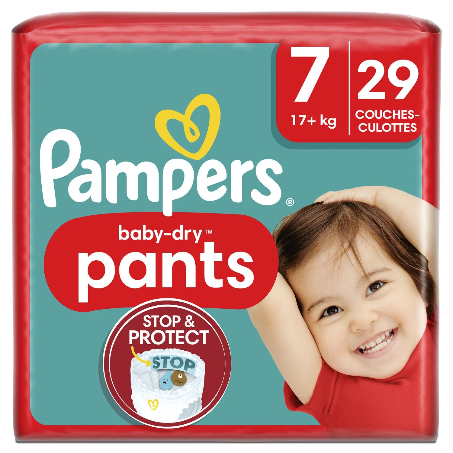 Couches Baby-dry Pants T7 - +17kg - PAMPERS
