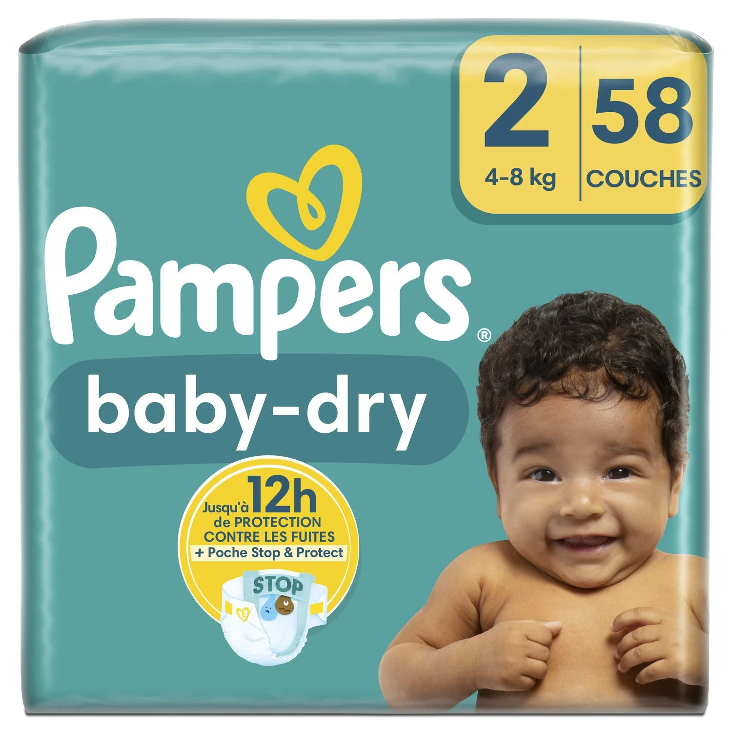 Couches - Culottes Bébé Baby Dry Taille 4, 58 - PAMPERS