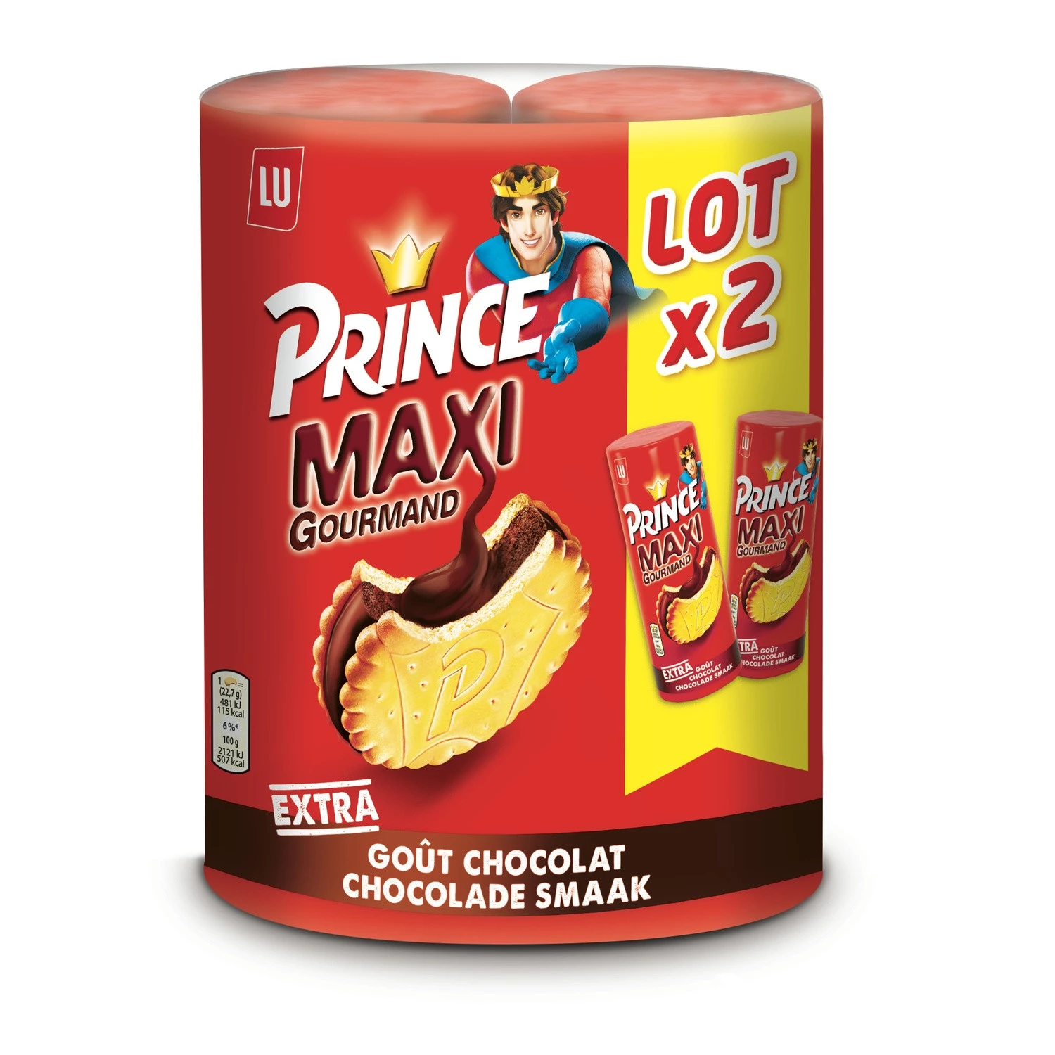 Biscuits Prince maxi gourmand extra chocolat 2x250g - PRINCE