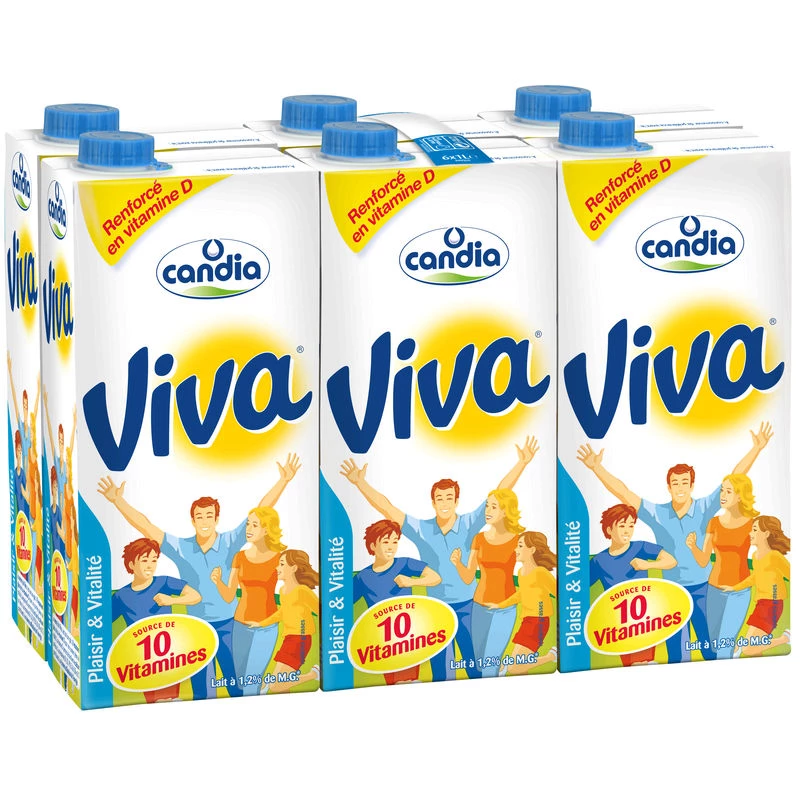 Lait viva 10 vitamines 6x1L - CANDIA
