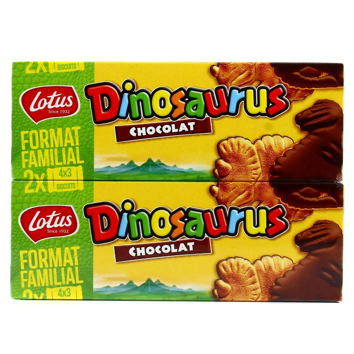 Biscuits chocolat Dinosaurus Format Familial 2x225g - LOTUS