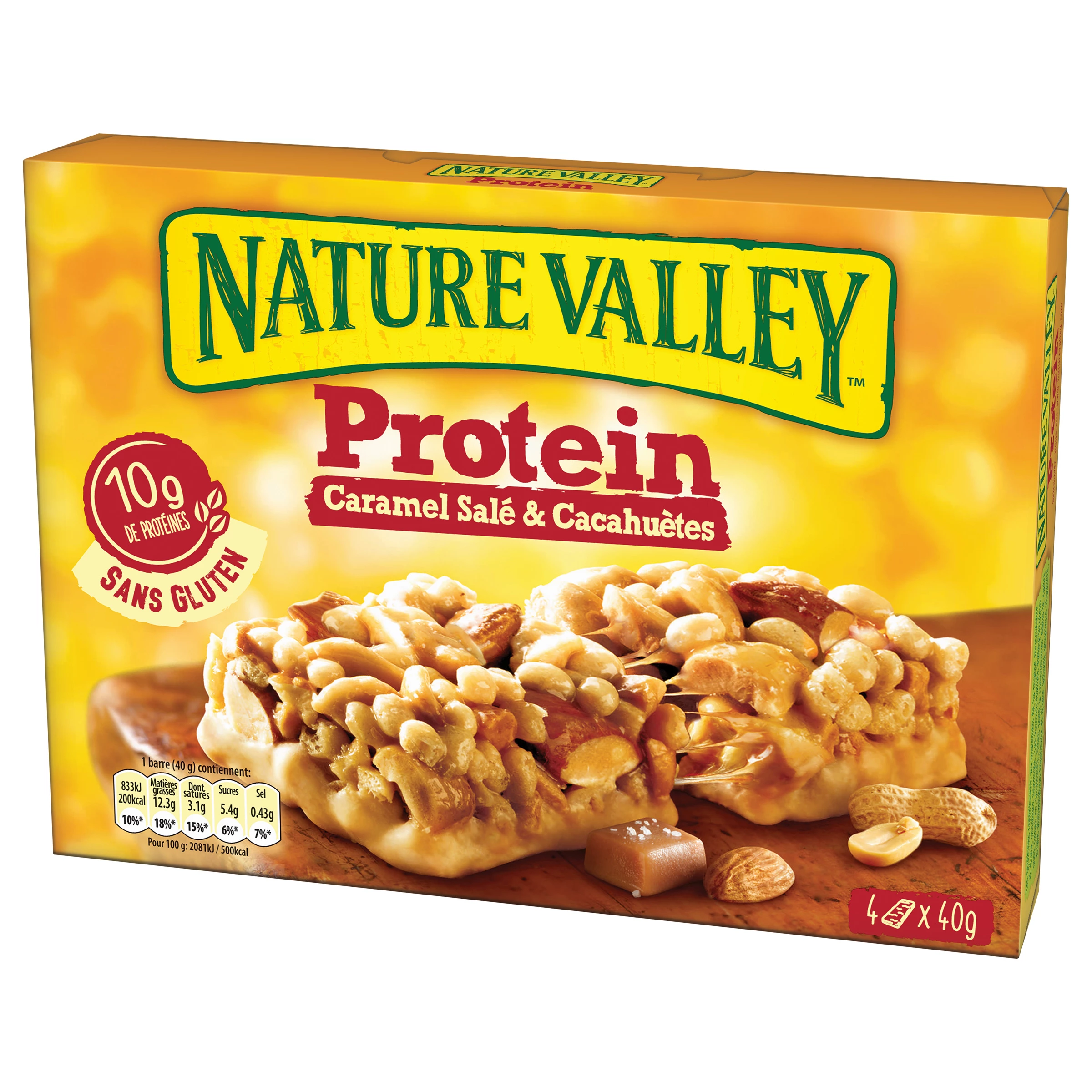 Thanh Protein Caramel Muối Và Đậu Phộng 4x4 - NATURE VALLEY