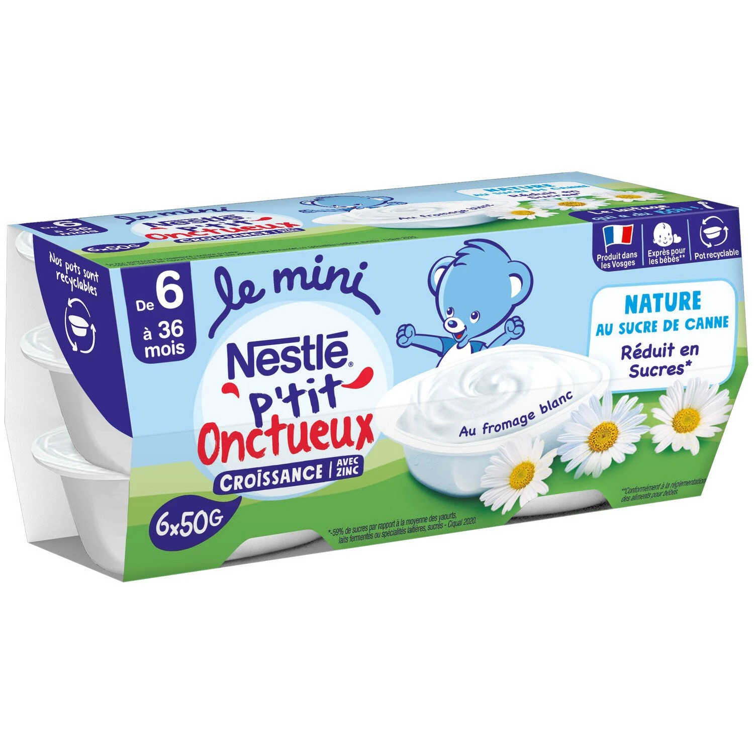 Small creamy natural baby dessert with cane sugar 6x50g - NESTLE