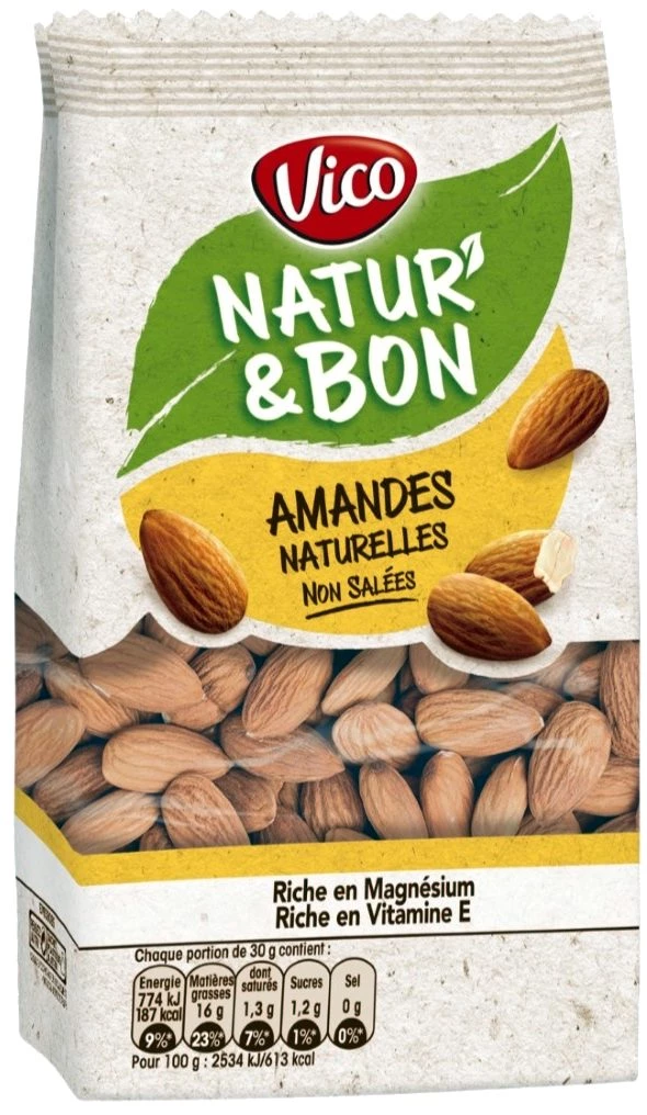 Natural unroasted almonds 200g - NATUR' & BON