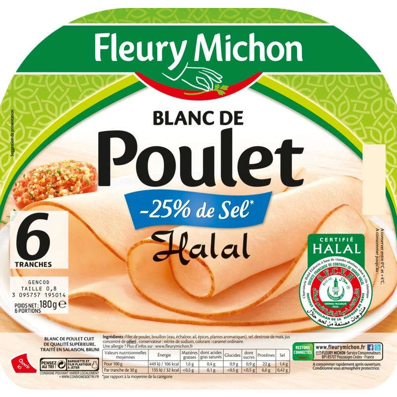 6t Blc Poulet-25%sel Halal 180