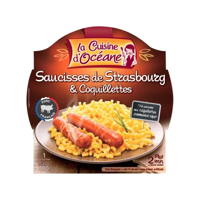 saucisses de strasbourg & coquillettes 300g - LA CUISINE D'OCEANE