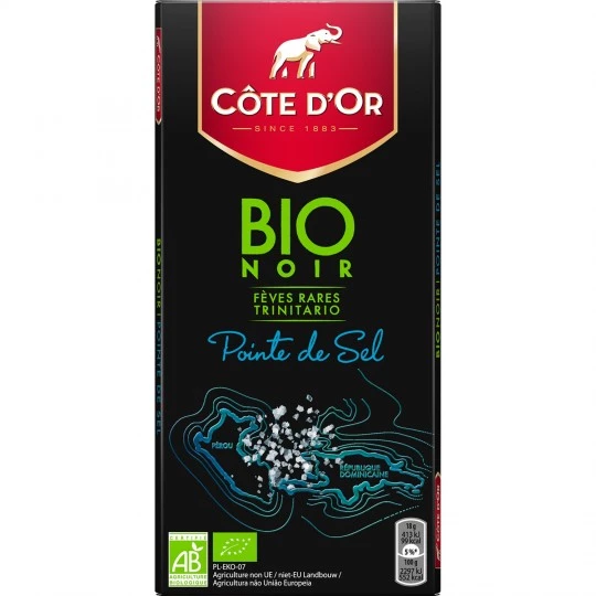Organic dark chocolate bar with a hint of salt 90g - COTE D'OR