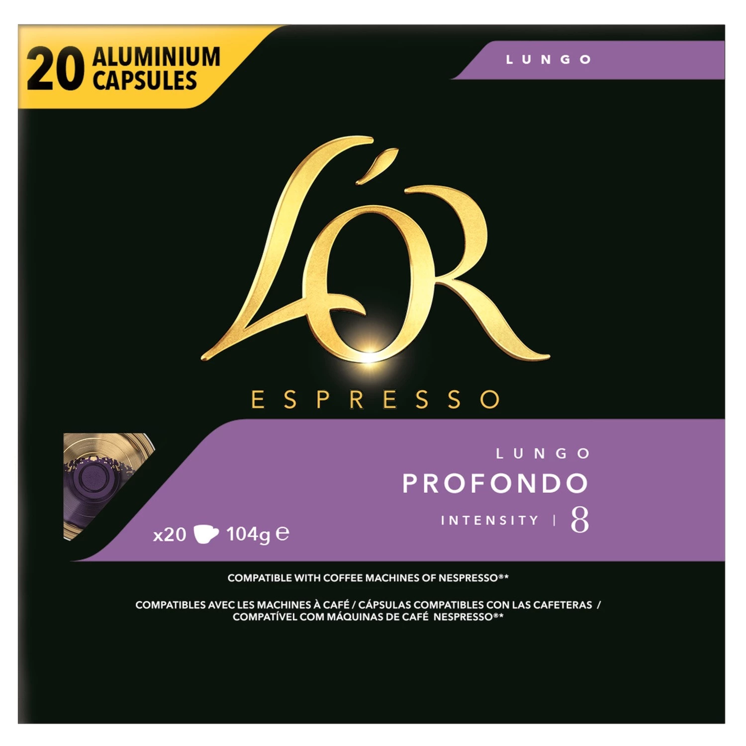 Café Lungo Profondo X20 Kapseln Aluminium 104g - L'OR