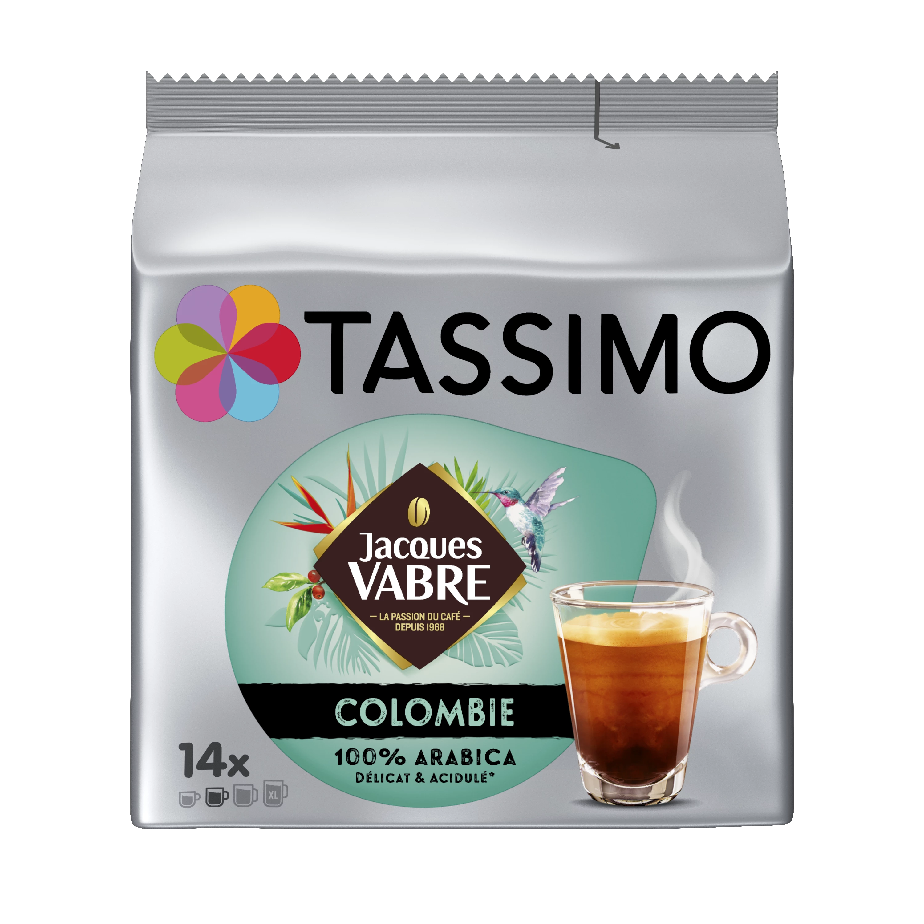 Jacques Vabre Colombia Koffiepads X14 97g - TASSIMO