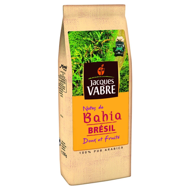 Ground coffee notes from Bahia Brazil sweet & fruity 250g - JACQUES VABRE