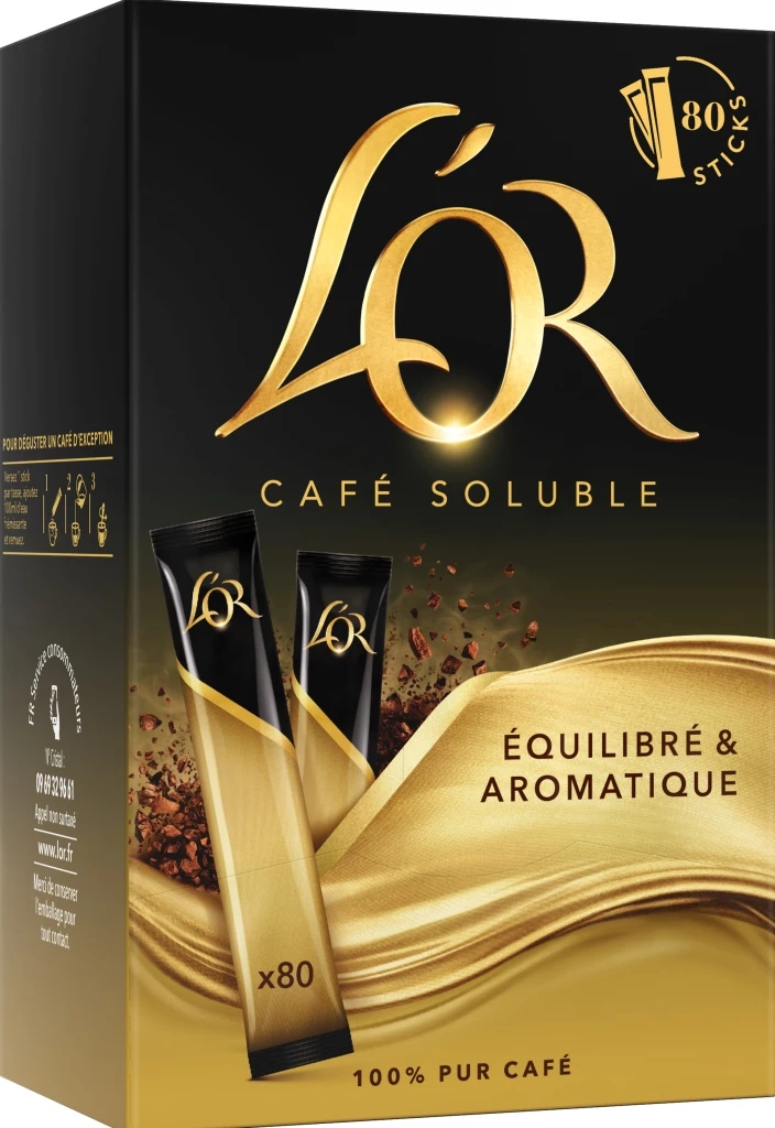 Café soluble sticks X80 144g - L'OR