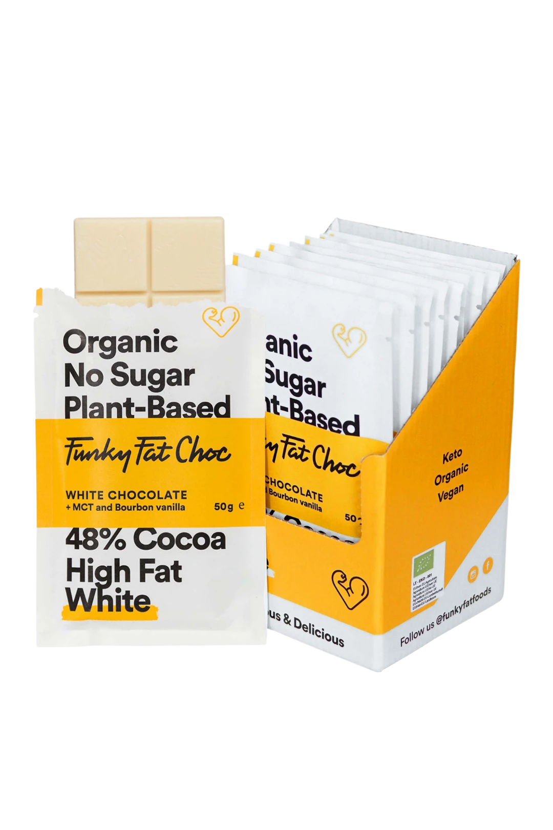 Organic White Chocolate Bars, x10 - FUNKY FAT CHOC