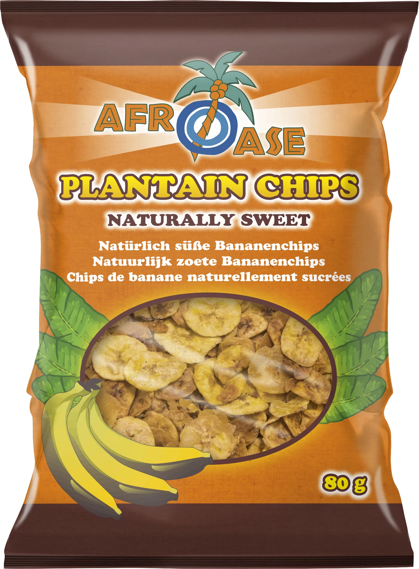 Süße Kochbananen-Chips 20 x 80 Gr - Afroase
