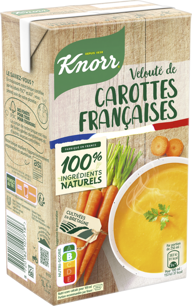 Grossiste Soupe Velouté de Carottes Françaises, 1l - KNORR