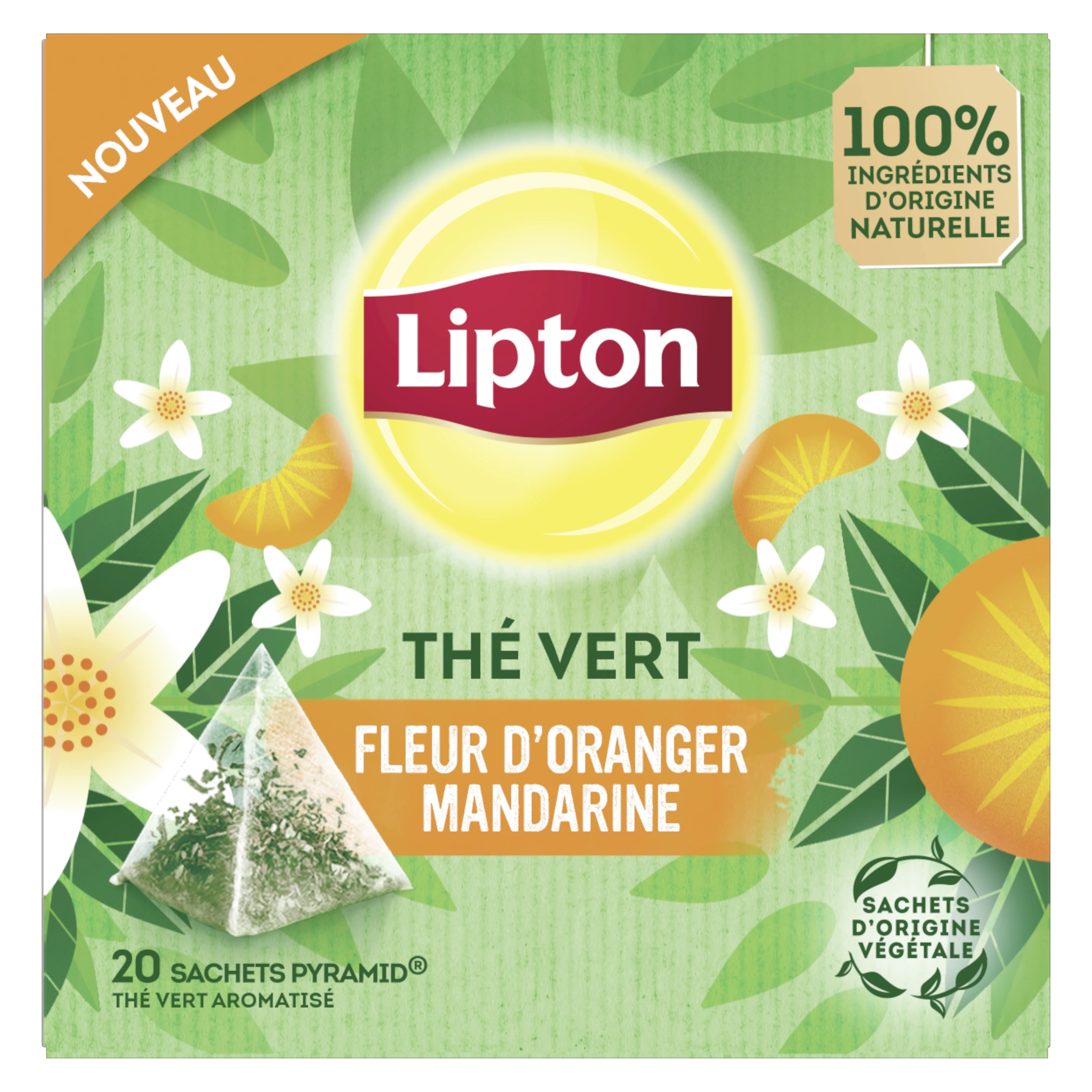 Зеленый чай с апельсином и мандарином, 20 шт., 30 г - LIPTON