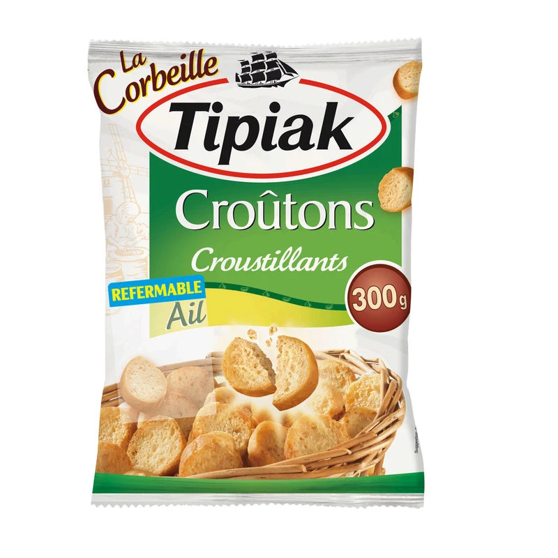 Resealable garlic croutons 300g - TIPIAK